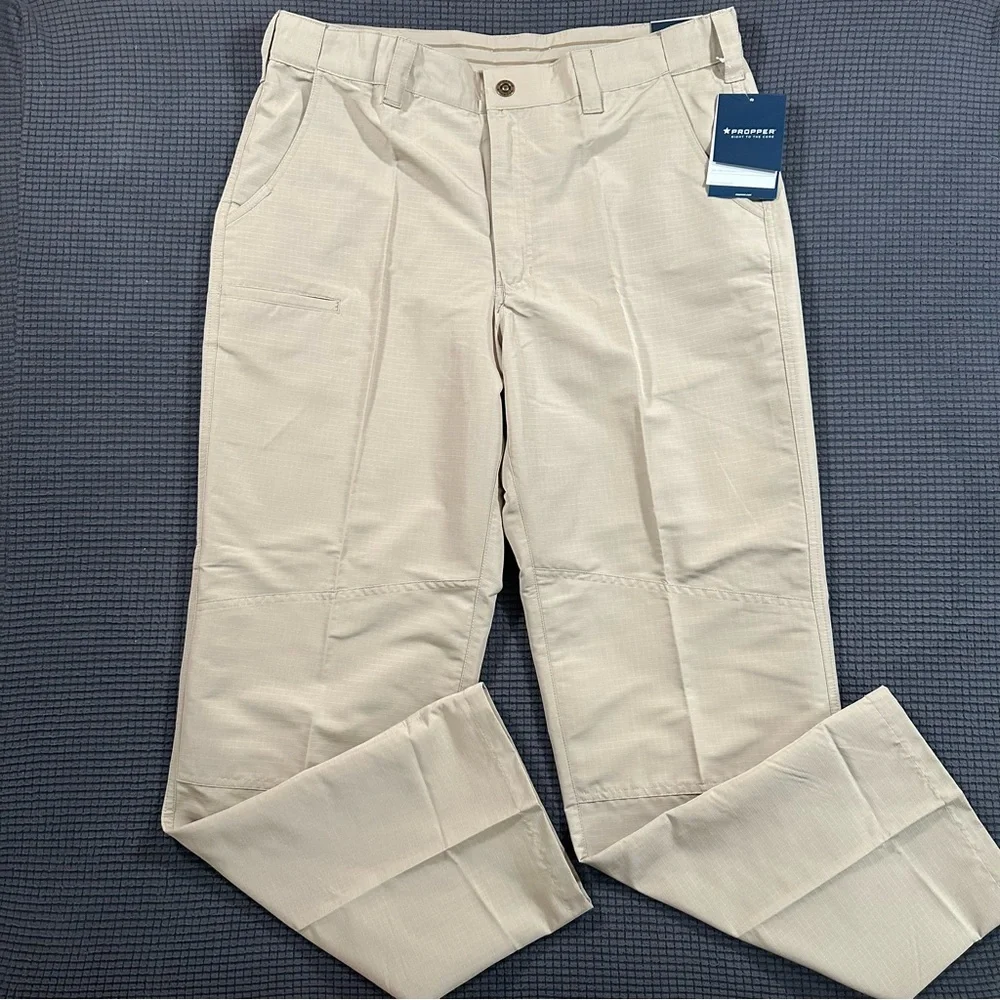 Propper Edgetec Tactical Pants Khaki 36x32 Slider Waist DWR Ripstop Mens - Picture 1 of 10
